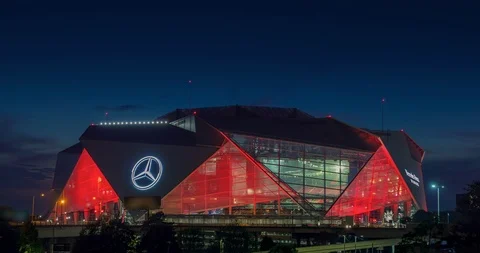 ATLANTA, GA - September 29, 2018: Mercedes-Benz Stadium Stock Footage