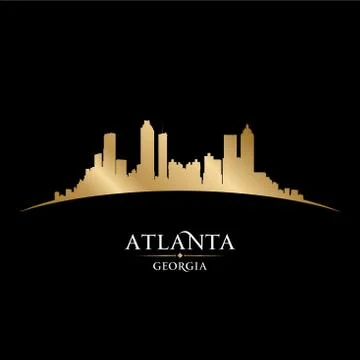 Atlanta georgia city skyline silhouette black background Stock Illustration