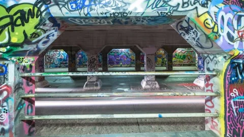 Atlanta, Georgia Hyperlapse Timelapse of Krog Street Tunnel Graffiti Street Art Stock Footage 154065735