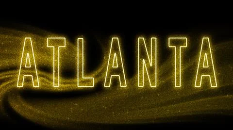 Atlanta Gold glitter lettering, Atlanta Tourism and travel, Creative typograp Stock Illustration