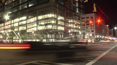 Atlanta intersection midtown traffic night time lapse Stock Footage 57709504