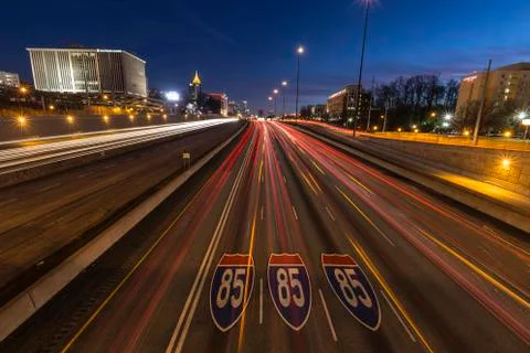 Atlanta interstate 85 freeway night Stock Photos
