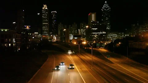 ATLANTA NIGHT BRIDGE 2 Stock Footage 48001389