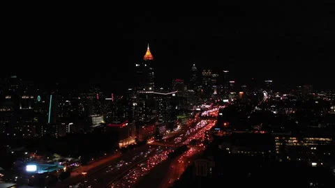 ATLANTA NIGHT push out 2-013 Stock Footage 169165635