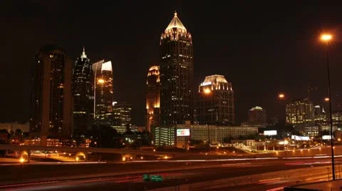 Atlanta Night Timelapse Stock Footage 12125079