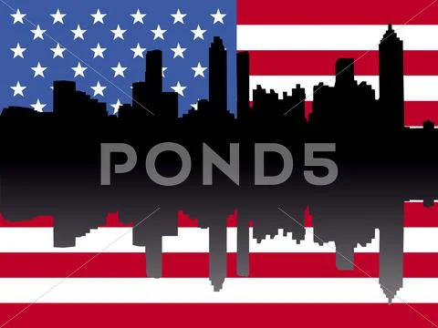 Atlanta reflected with flag Stock Illustrationen