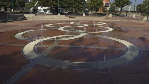 ATLANTA-SEPTEMBER 12: The Olympic Ring fountain at Centennial Olympic Park on Stock Footage 115995249