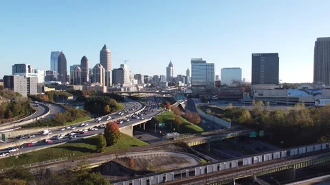 Atlanta Skyline Drone Ease Out 2.7k Stock Footage 145230693