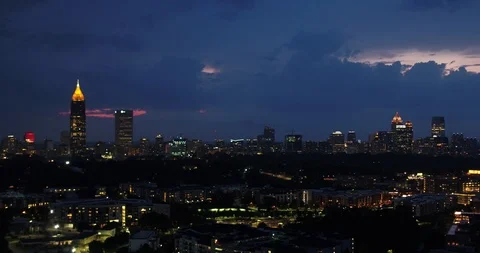 Atlanta Skyline at night Video stock 92553836