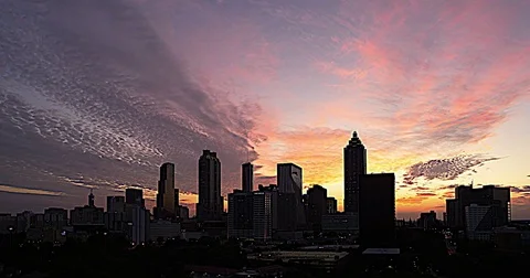 Atlanta skyline sunset time lapse in Autumn. Stock Footage 80973257