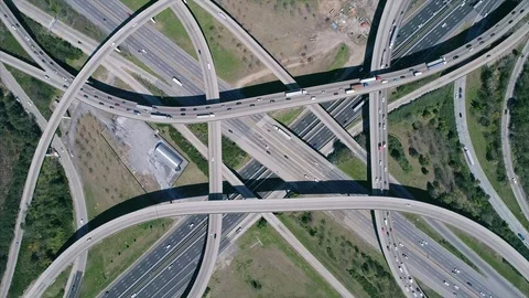 Atlanta Spaghetti Junction Freeways Aerial Top View Stock Footage