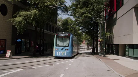 Atlanta Train Downtown Rolling Past 4K 48FPS SLO-MO Stock Footage 270445877