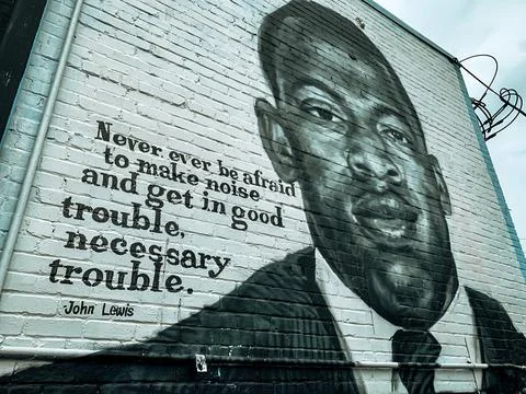 ATLANTA, UNITED STATES - Aug 15, 2021: The mural of legendary civil rights ac Stock Photos