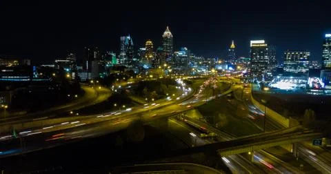 Atlanta view at night Stock Photos