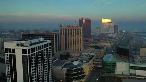 Atlantic City boardwalk caesars tower approach Stock Footage 123097724