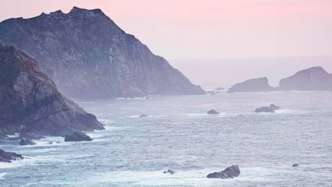 Atlantic Coast Cliffs With Banded Rocks County Donegal Ireland Stock Footage 78168460