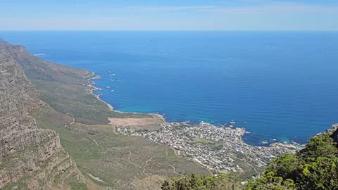 Atlantic Coast from the Mountain, Table Mountain, Cape Town, South Africa 8K Stock Footage 347932272