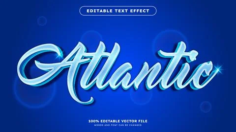 Atlantic Editable Text Effect realistic luxury style Illustrazione stock