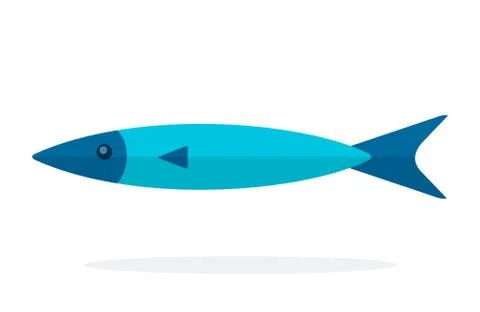 Atlantic fish sardines flat isolated Stock Illustration
