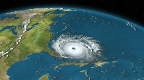 Atlantic Hurricane Satellite Simulation Animation Stock Footage