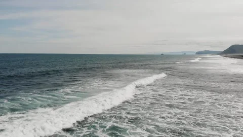 Atlantic Ocean aerial view. Raging waves. Seascape. Immense nature Stock Footage 157682873