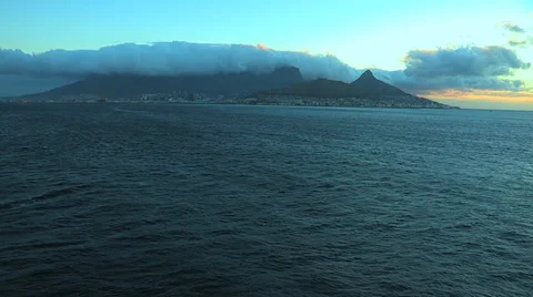 Atlantic Ocean and Cape Town at sunset Stock Footage 34297214