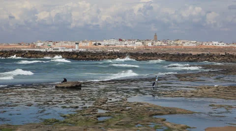 Atlantic ocean beach in Rabat, Morocco Stock Footage 24574618