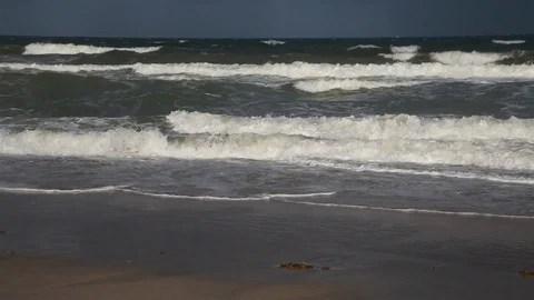 Atlantic Ocean At Deerfield Beach, Florida Rough Seas Stock Footage 76780022