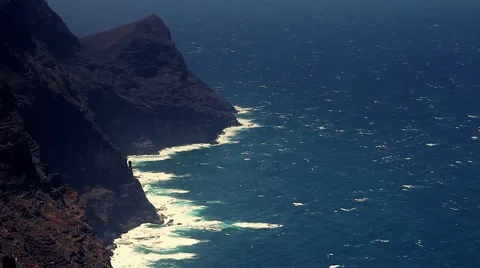 Atlantic ocean in full HD. Rocks and Cliffs of Gran Canaria Stockbeeldmateriaal 58802906