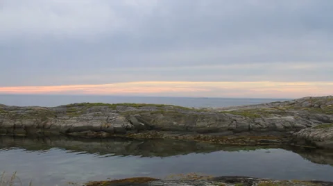 Atlantic Ocean over rock barrier from Norway Stock Footage 27513385