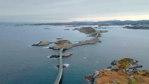 Atlantic Ocean Road Norway, Iconic Coastal Drive and Bridges Aerial Stock-Footage 315727248