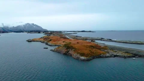 Atlantic Ocean Road Norway, Iconic Coastal Highway Aerial Footage Stock Footage 315732467
