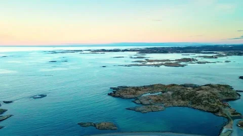 Atlantic Ocean Road Scenic Drive in Norway, Aerial View Stock Footage 315733143
