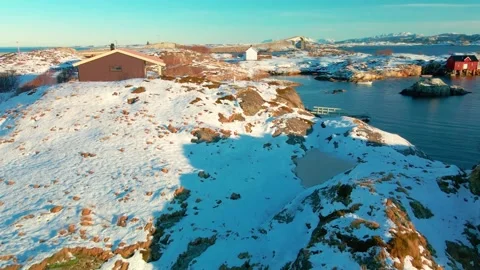 Atlantic Ocean Road in Winter, Snowy Norwegian Coastal Landscape Stock Footage 315740765