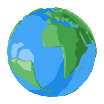 Atlantic ocean on simple glossy 3D globe for illustration of earth day Stock Illustration