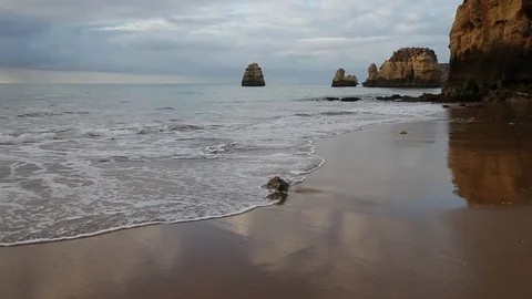Atlantic ocean stormy cloud seascape, Algarve, Portugal Stock Footage 78416260