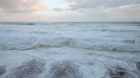 Atlantic ocean summer scenic view. Ocean wave close up video Stock Footage 77465640