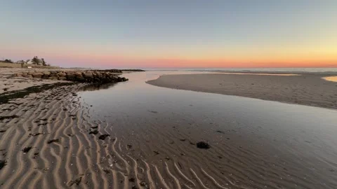 Atlantic Ocean Sunset on Hardings Beach at Chatham, Cape Cod Stock Footage 320426589