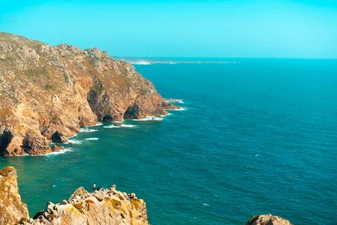Atlantic ocean view with cliff. View of Atlantic Coast at Portugal, Cabo da R Foto stock