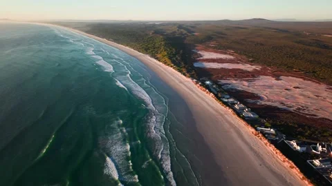 Atlantic Ocean waves along Cape Town beach coastline aerial view Stock Footage 330879560