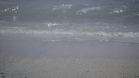 Atlantic Ocean Waves Crashing On Beach. Slow Motion. Close Up. Stock Footage 125200385
