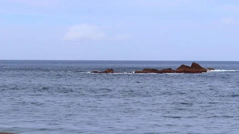 Atlantic Ocean, waves crushing, foam, beach at Sao Miguel island, Azores. Stock Footage 150974757