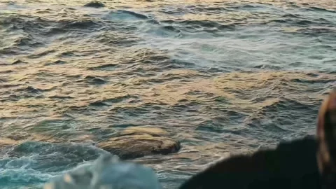 Atlantic Ocean Waves Reflecting Sunset Light. Stock Footage 327755801