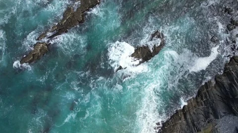 Atlantic ocean, waves, rocks and clif Stock Footage 251584454