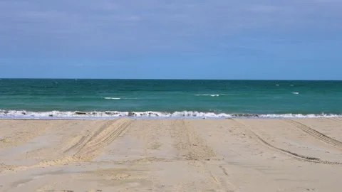 Atlantic Ocean Waves Rolling Onto Sandy Beach Massachusetts New England Coast 4K Stock Footage 332452283