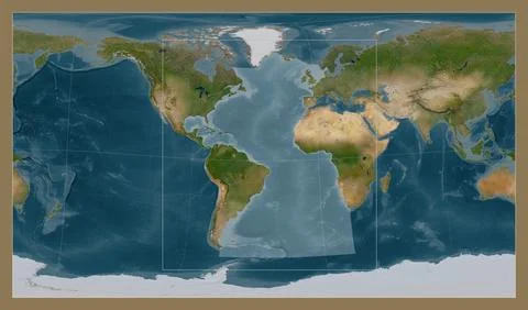 Atlantic Ocean on the world map. Satellite Stock Illustration