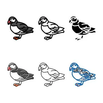 Atlantic puffin bird exotic forms color icon vector Stockillustratie
