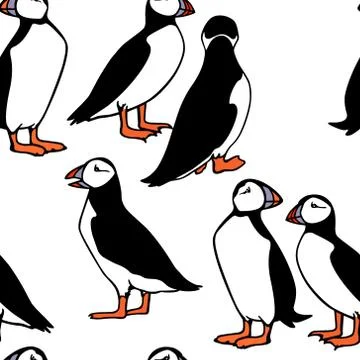 Atlantic puffin pattern Stock Illustration