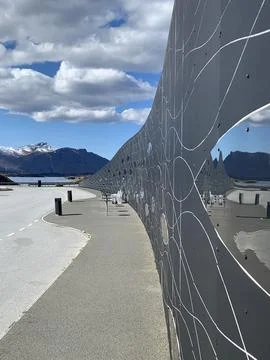 Atlantic Road walking path monument pattern outside of Molde 04/26/2024 Stock Photos