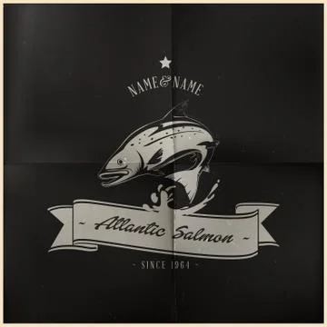 Atlantic salmon badges 스톡 일러스트